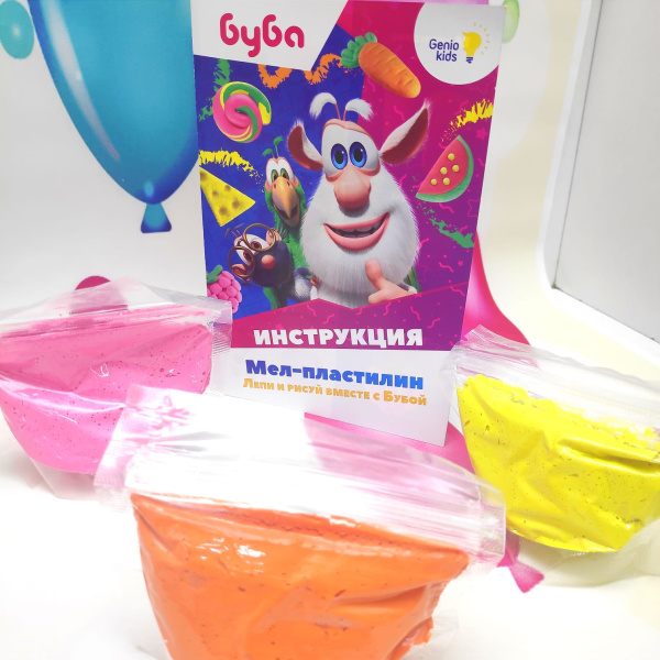 Набор для творчества: Мел - пластилин Буба, 5 цветов по 100 гр + РАСКРАСКА